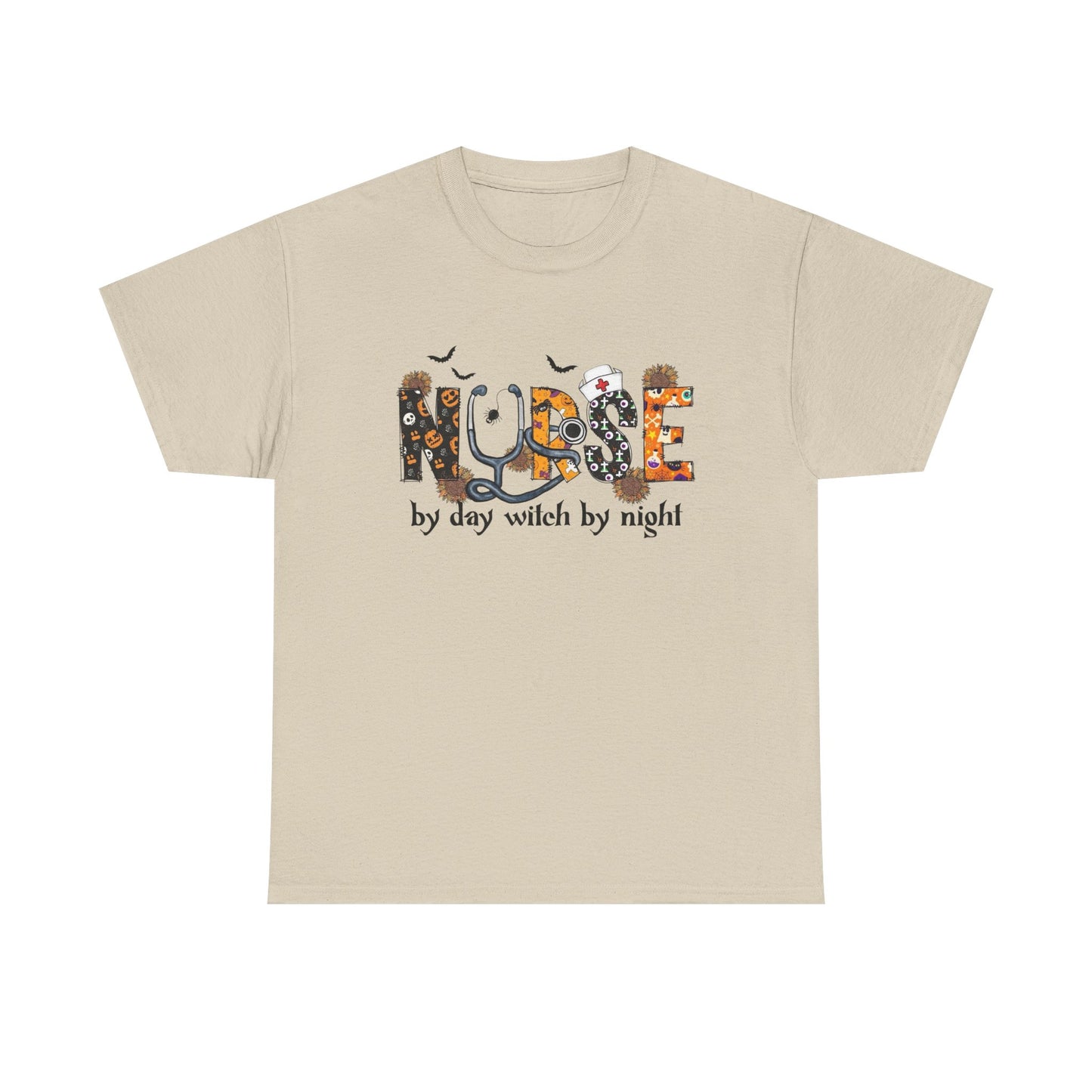 Nurse By Day Witch By Night Graphic T Shirt NEW Unisex Heavy Cotton Tee