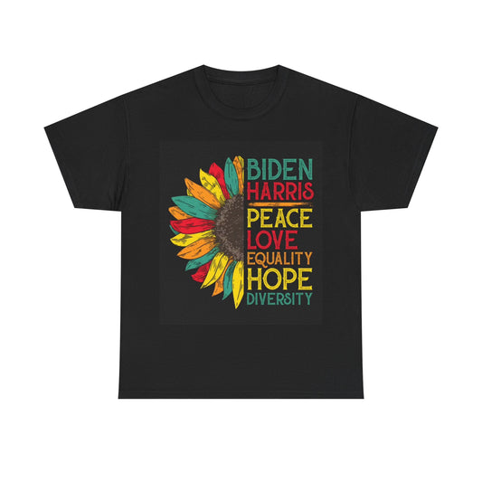 Joe Biden Tshirt Peace and Love Vote Democrat Unisex Heavy Cotton Tee