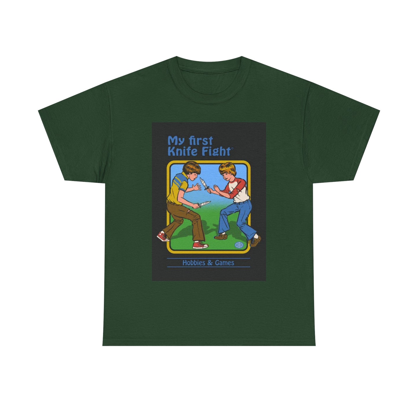 My First Knife Fight Tshirt Funny Kids Poster Retro 70s Unisex Heavy Cotton Tee