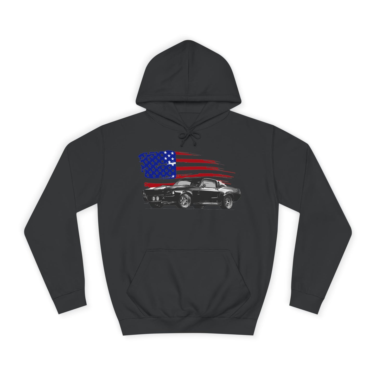 Mustang Hoodie Ford Vintage Retro American Flag Poster Unisex College Hoodie