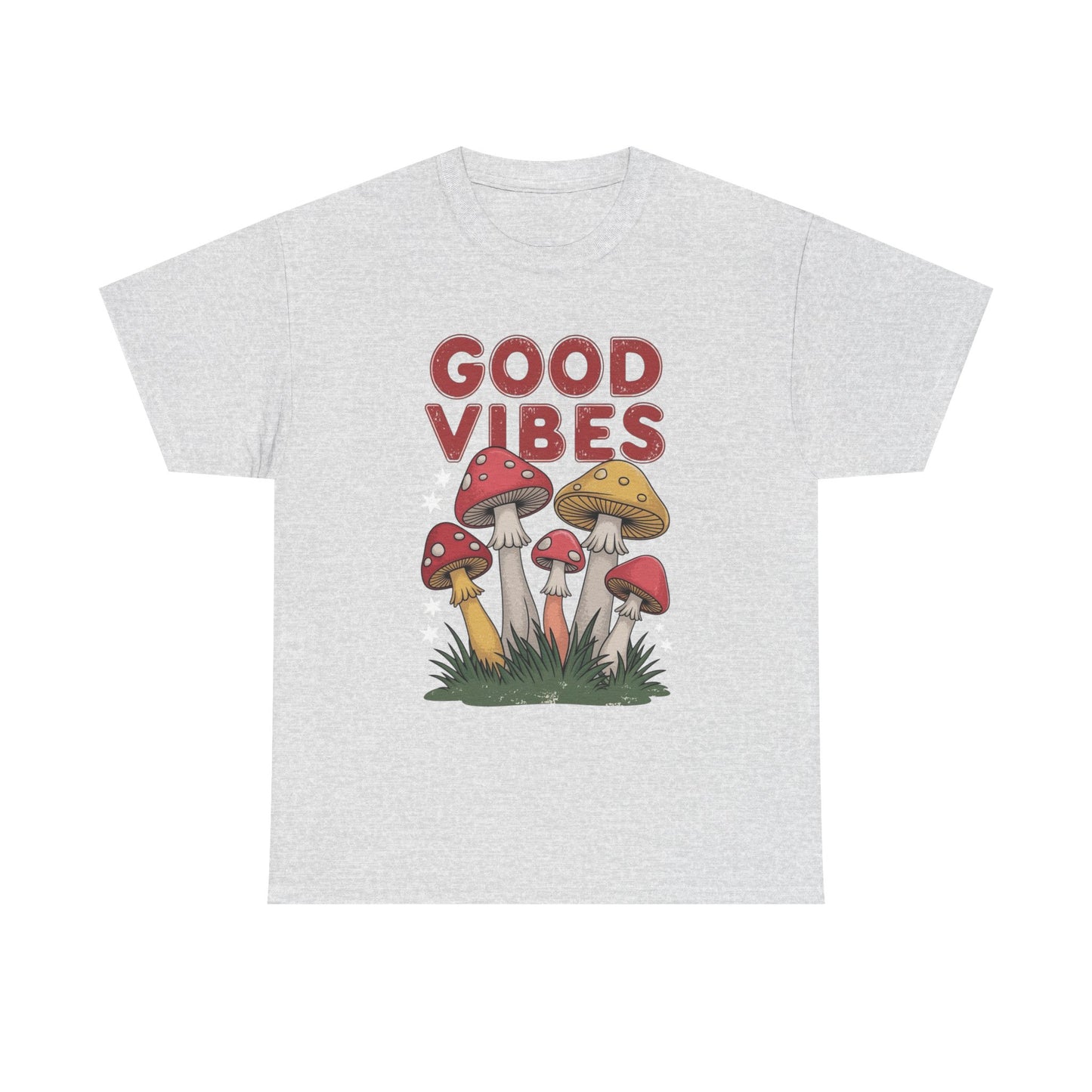 Good Vibes Mushrooms Graphic T Shirt NEW ADULT Unisex Heavy Cotton Tee