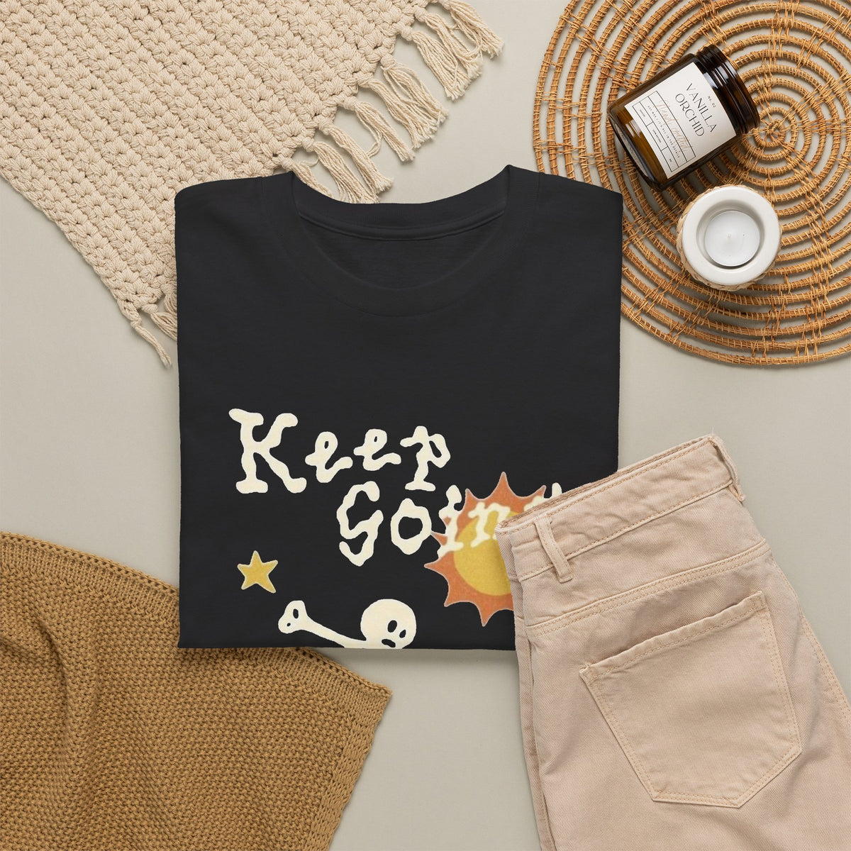 Keep Going Graphic T Shirt Men's Skeleton Heavy Cotton Tee