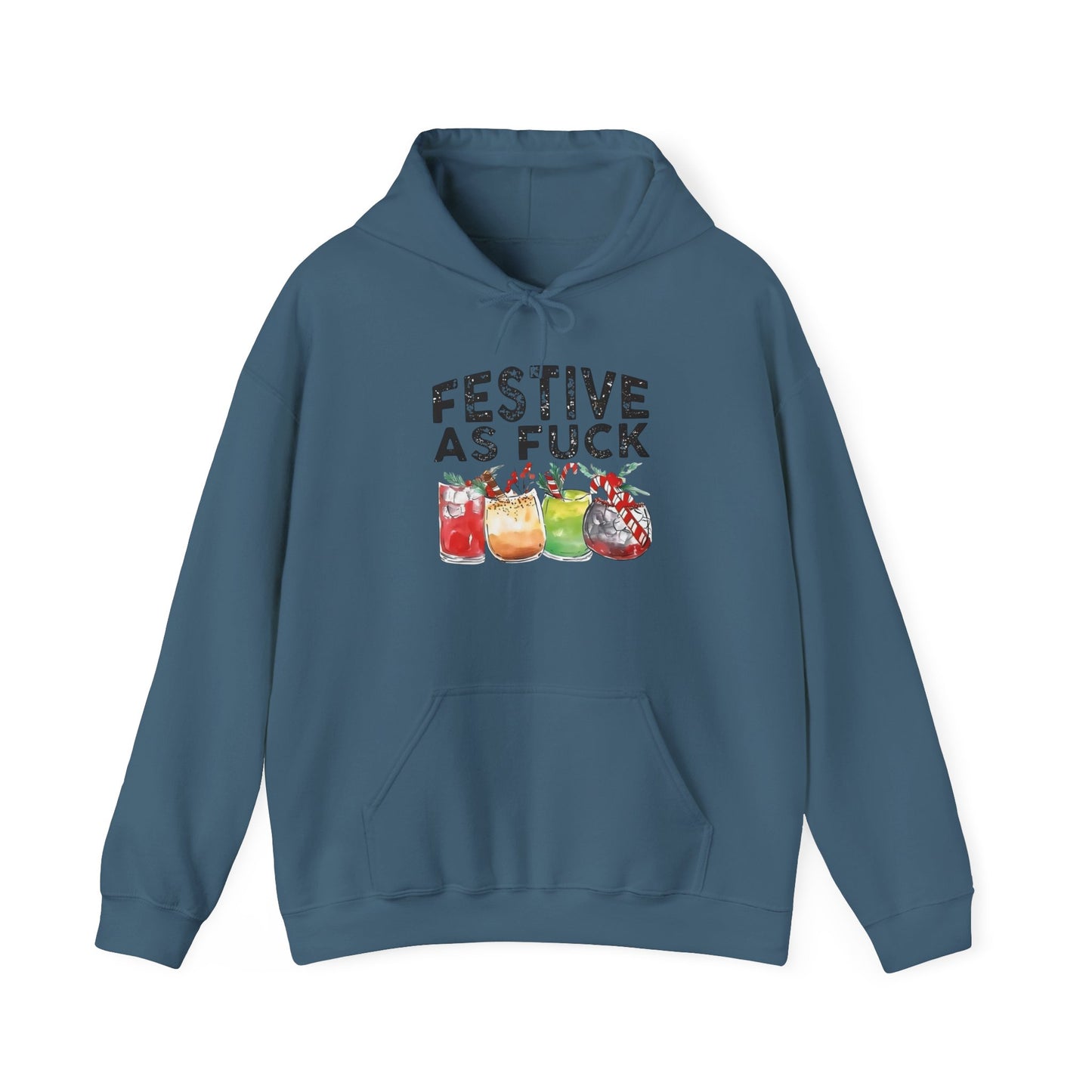 Festive AF Funny Holidays Graphic Hoodie Unisex Heavy Blend™ Hooded Sweatshirt
