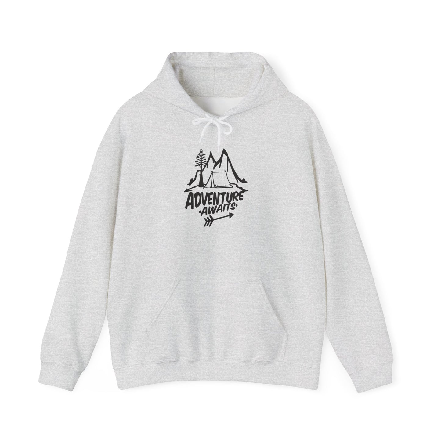 Adventure Awaits Camping Graphic Hoodie Unisex Heavy Blend™ Hooded Sweatshirt