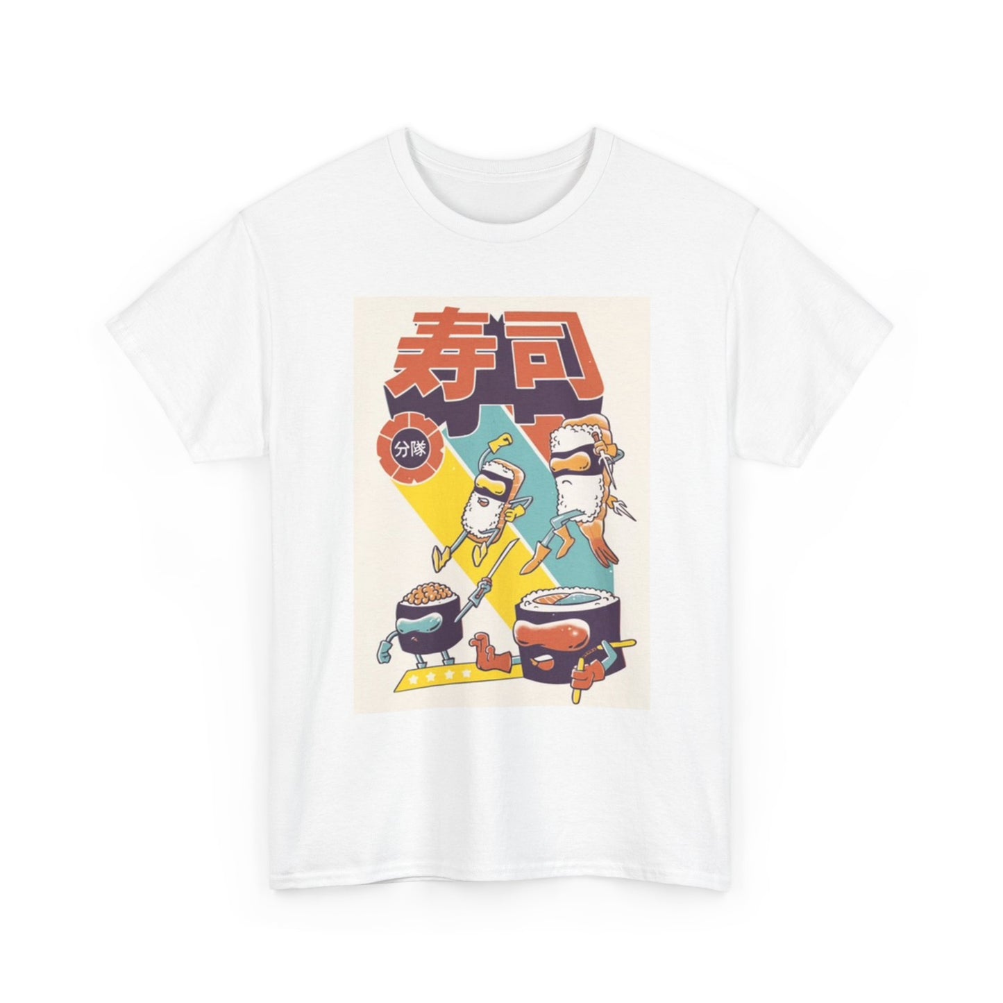 Sushi Attack Funny Graphic T Shirt Jokes Unisex Heavy Cotton Tee