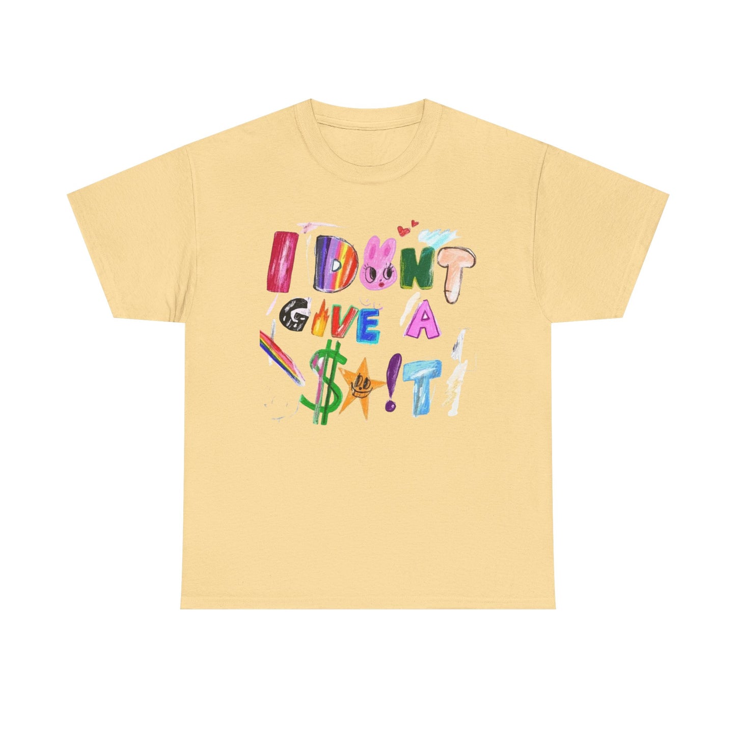 I Dont Care Funny Drawing Graphic T-Shirt Unisex Heavy Cotton Tee