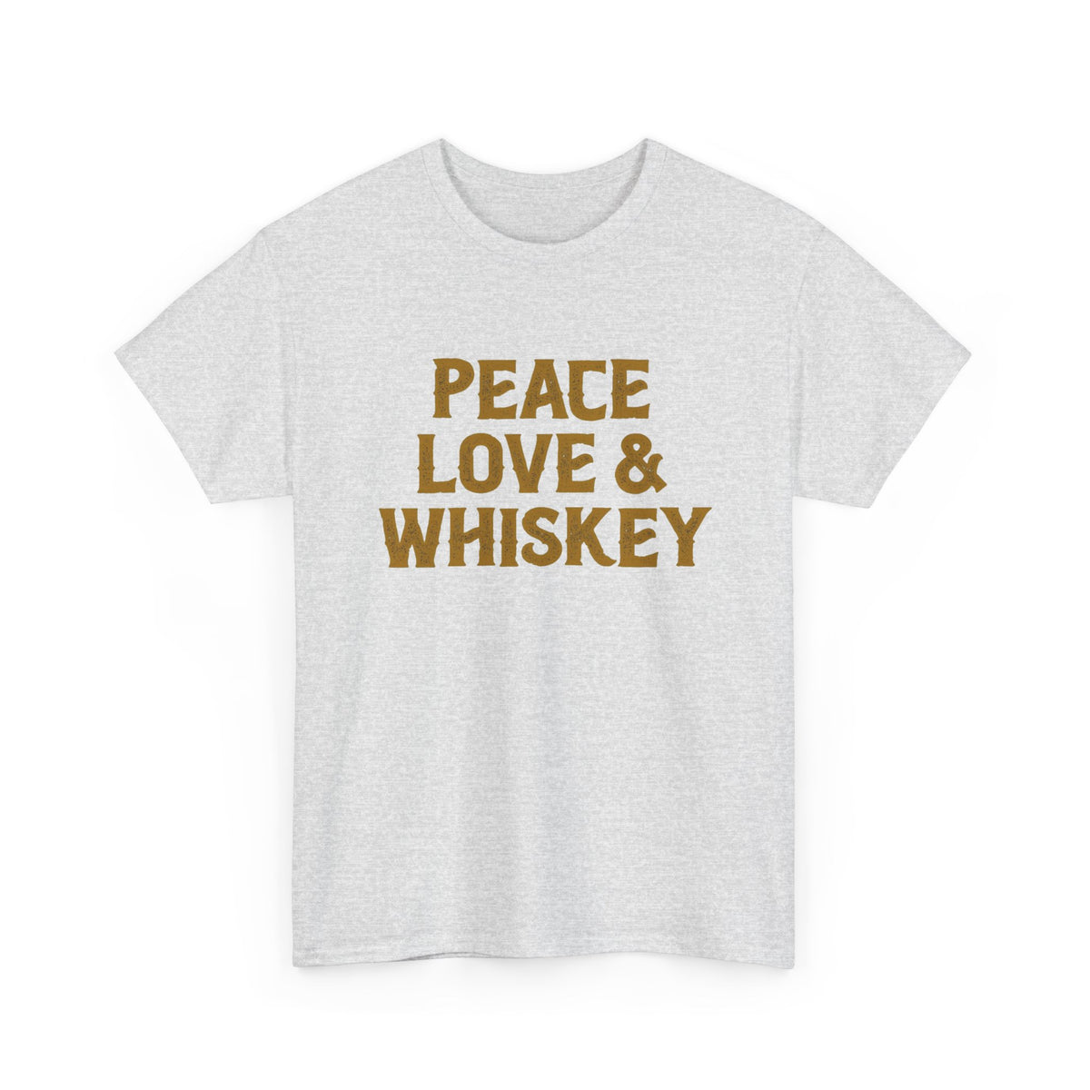 Peace Love And Whiskey Graphic T Shirt Men's Classic Heavy Cotton Tee