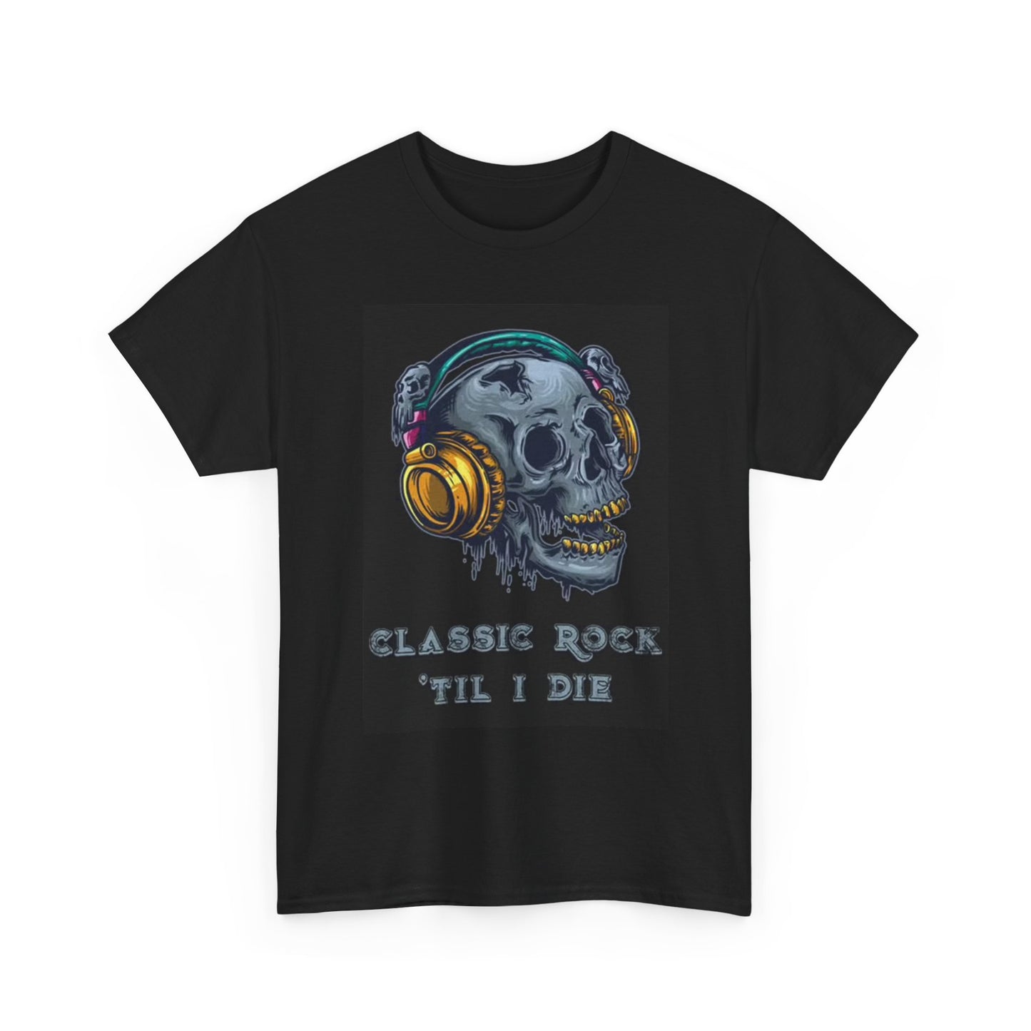 Classic Rock Till I Die Graphic T Shirt Retro Skeleton Headphones Unisex