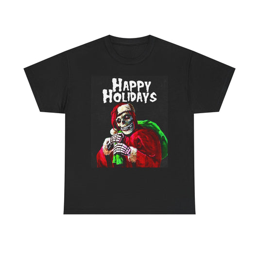 Happy Holidays Graphic T Shirt Vintage Misfits Santa Unisex Heavy Cotton Tee
