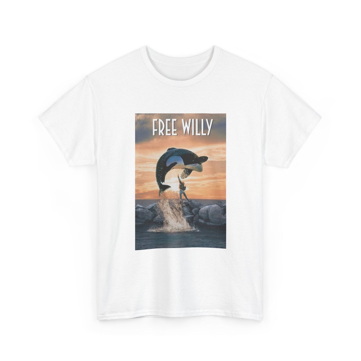 Free Willy Tshirt Retro Movie Poster 90s Kids Vintage Unisex Heavy Cotton Tee