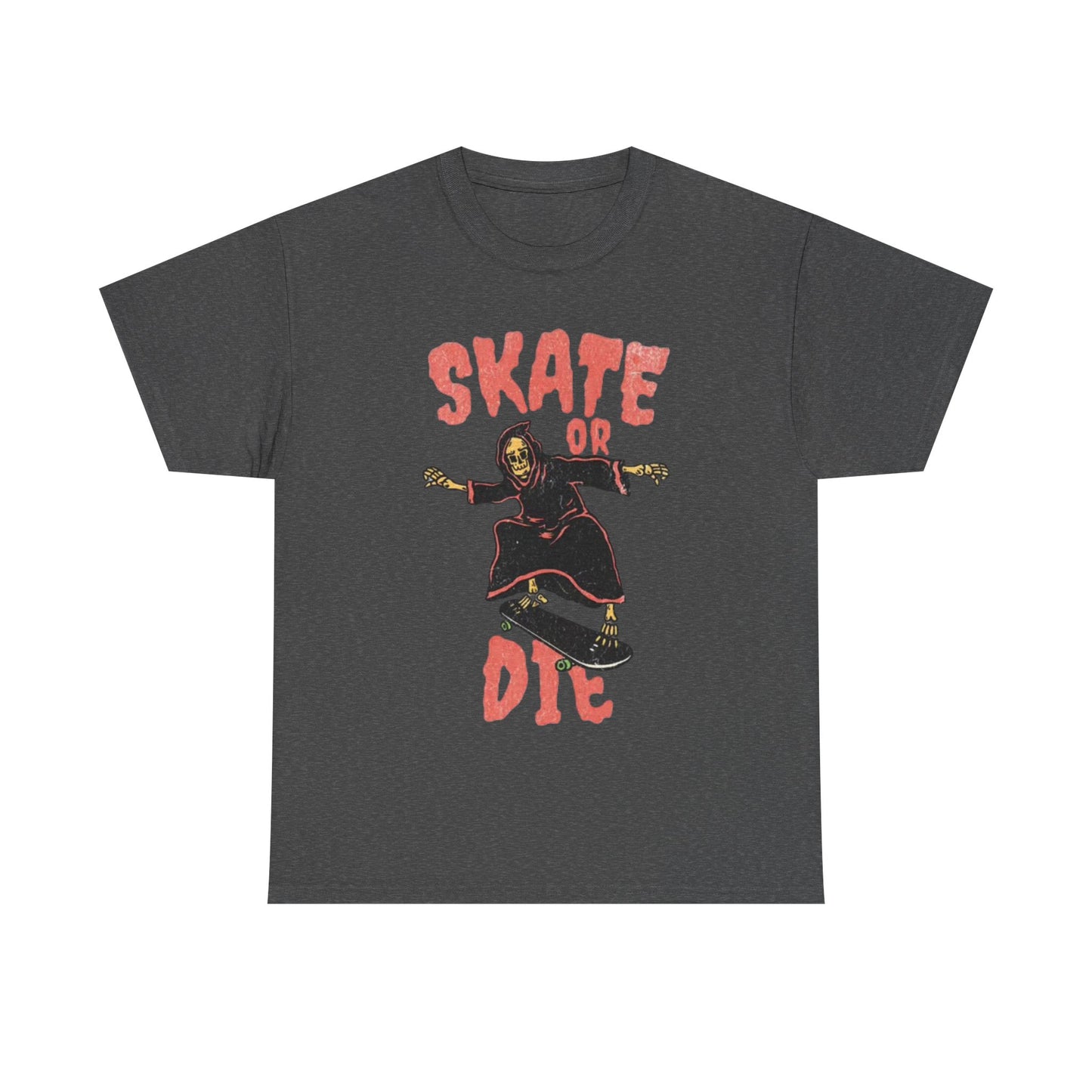 Skate Or Die Shirt Retro Skateboarding Dunks Skeleton Unisex Heavy Cotton Tee