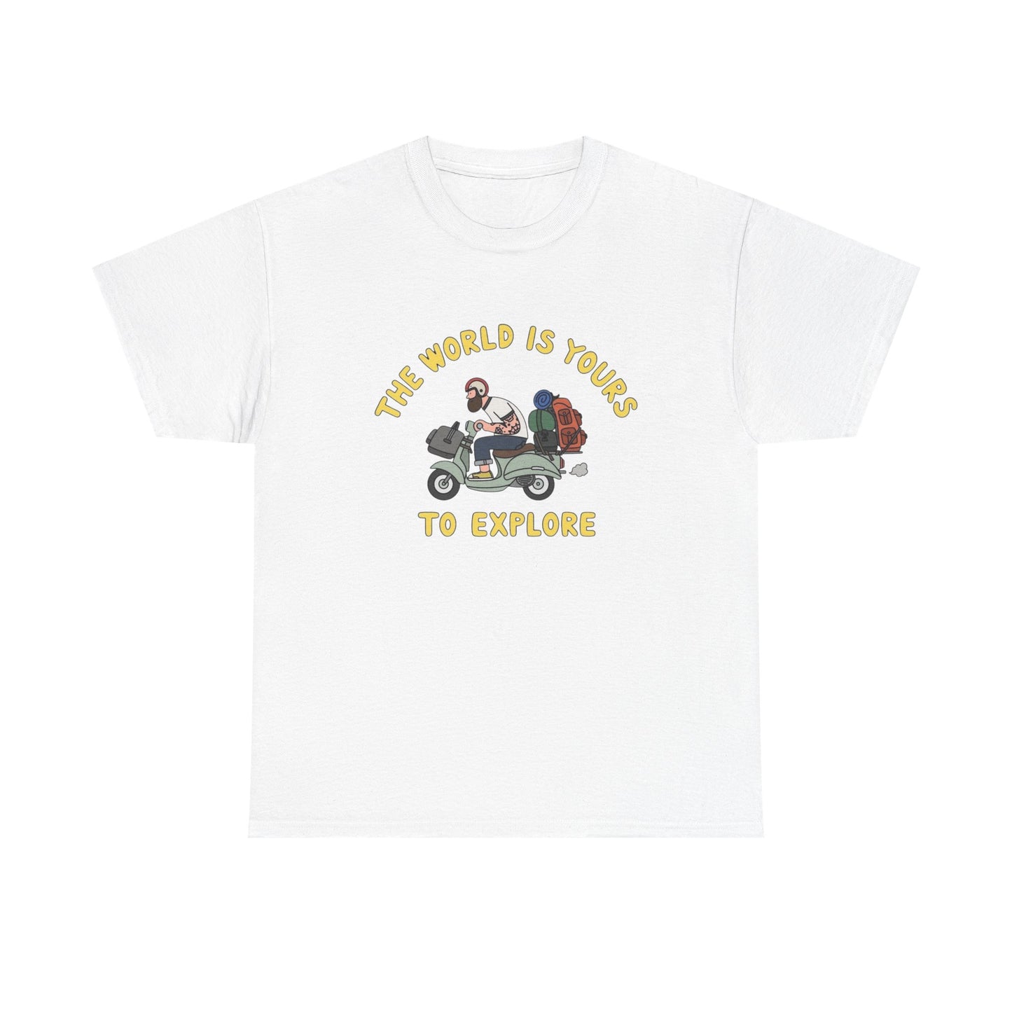 The World Is Yours To Explore T Shirt Graphic Unisex Heavy Cotton Tee NEW GIFT