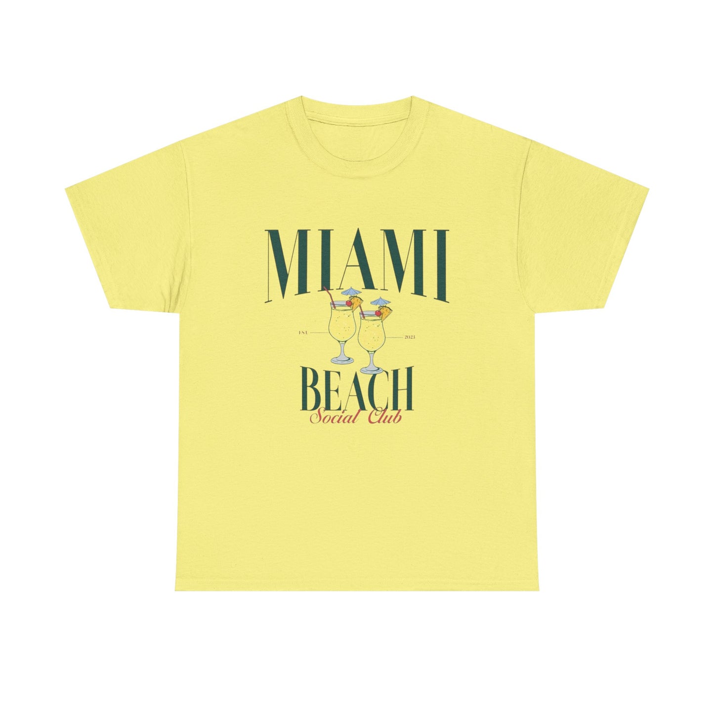 Miami Beach Social Club Graphic T Shirt NEW Unisex Heavy Cotton Tee