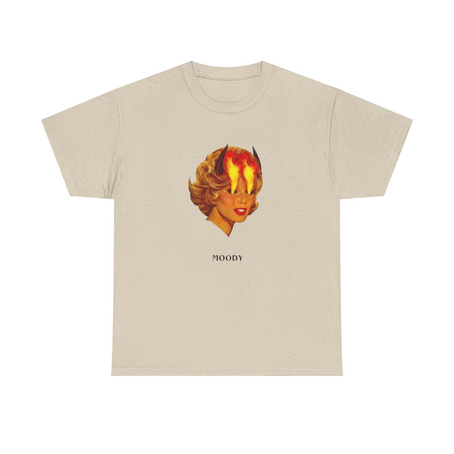 Moody Fire Eyes Model Vintage Graphic T-Shirt Women's Heavy Comfy Cotton Tee