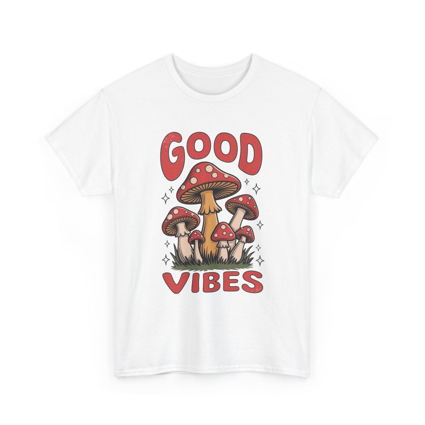Good Vibes Mushrooms Graphic T Shirt Unisex Heavy Cotton Tee