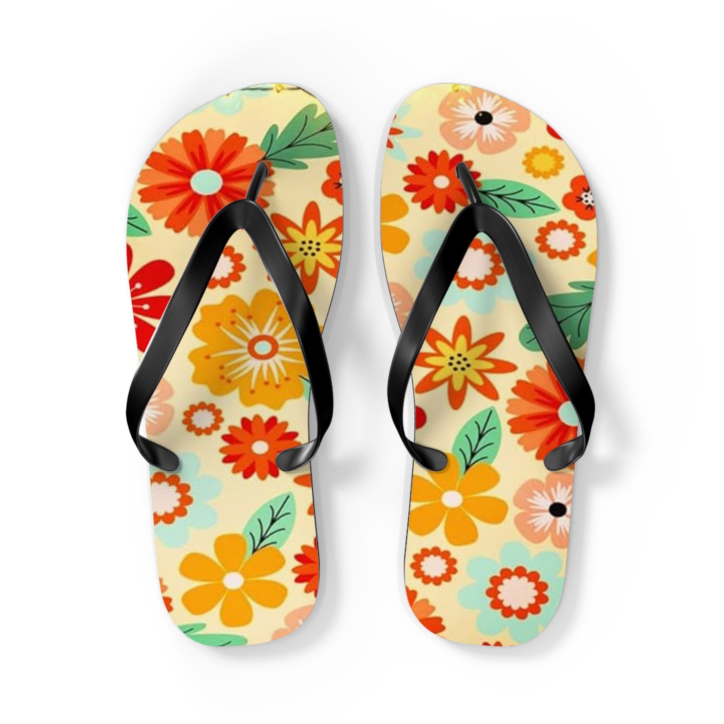 Waves And Sun Sandals Tropical Flowers Summer Flip Flops Slides BRAND NEW