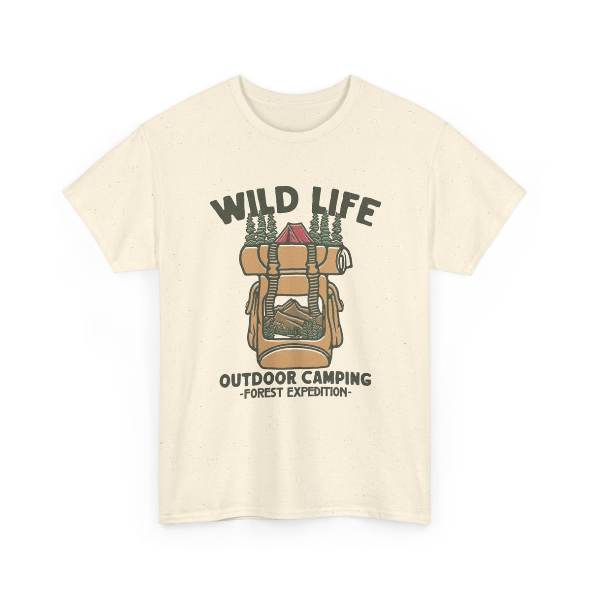 Wild Life Outdoor Camping Graphic T Shirt Men's Heavy Cotton Tee