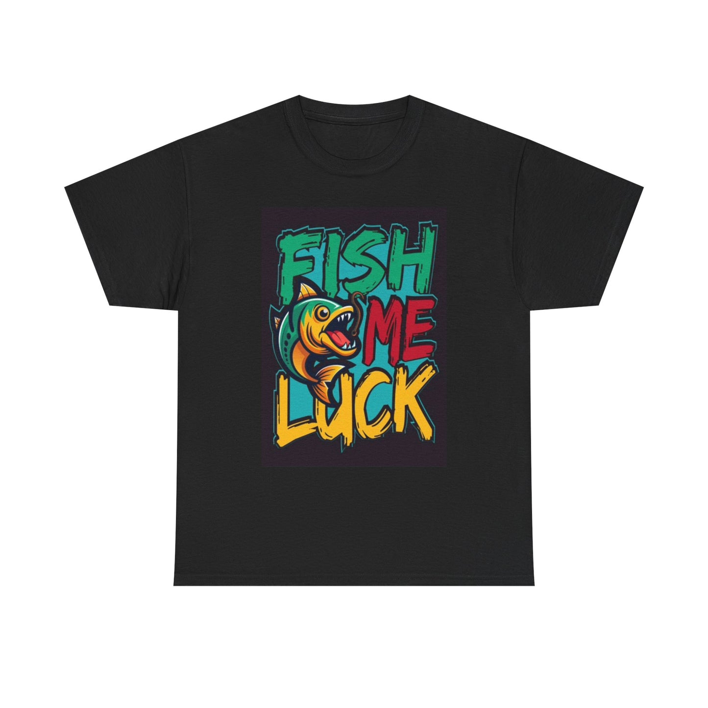 Fish Me Luck T Shirt Funny Outdoors Graphic Cartoon Unisex Heavy Cotton Tee