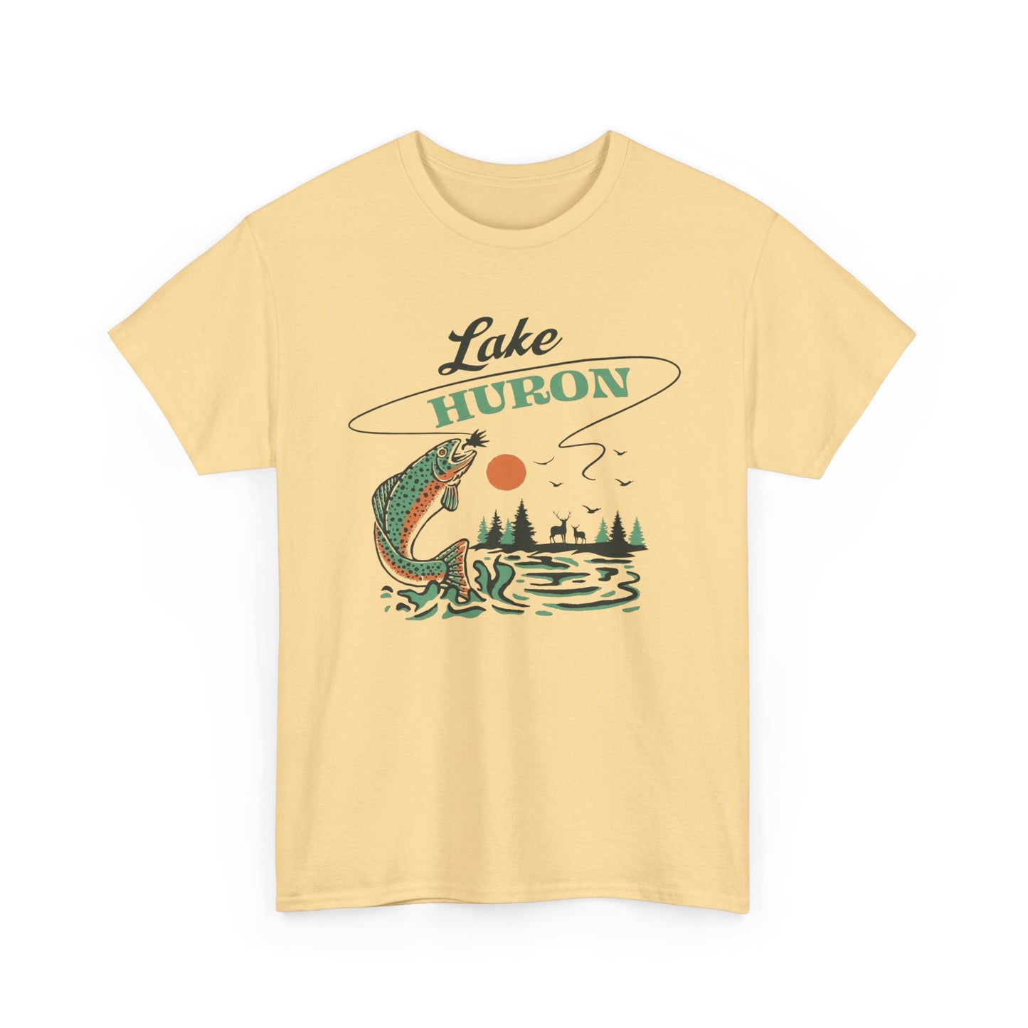 Lake Huron Graphic T Shirt Unisex Heavy Cotton Tee