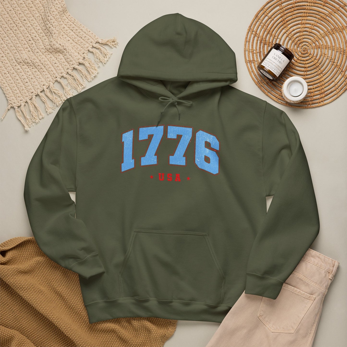 1776 USA Retro America Graphic Hoodie Men's Heavy Blend™ Hooded Sweatshirt
