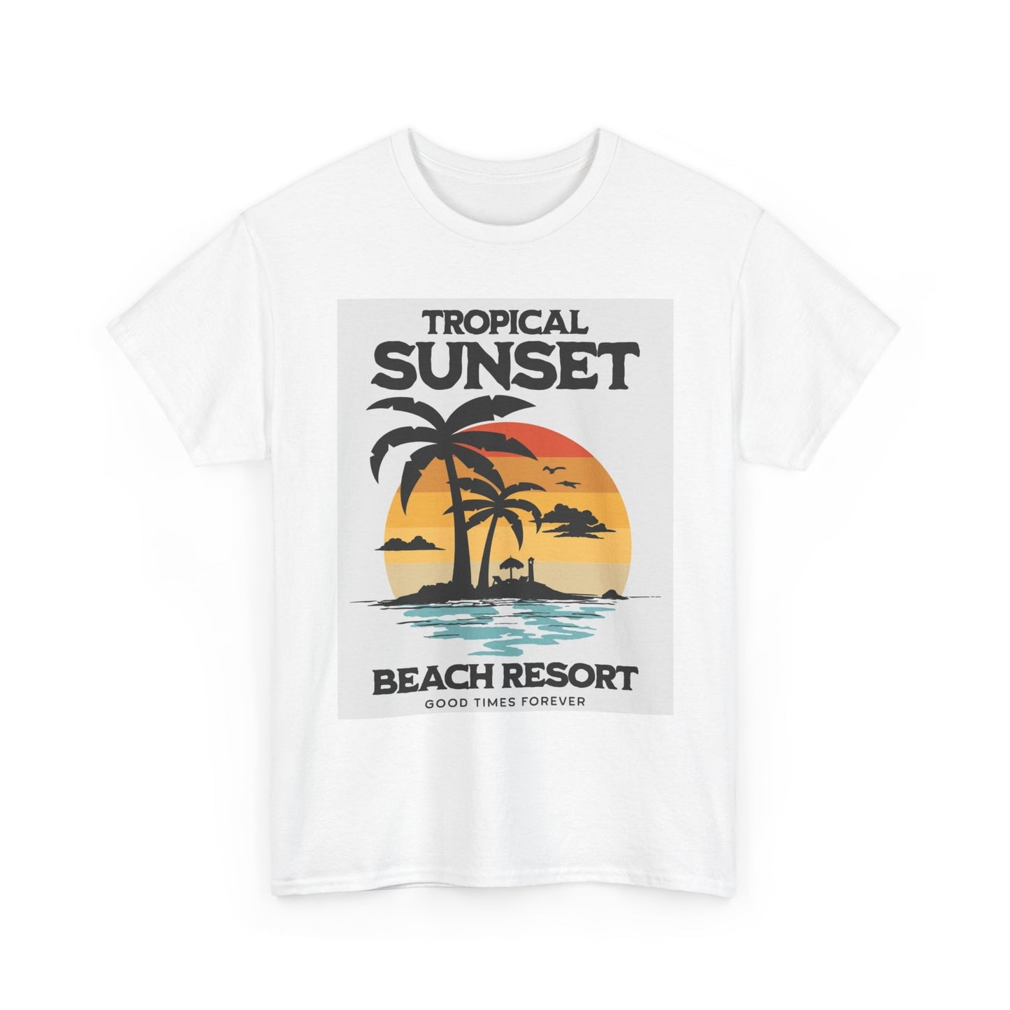 Tropical Beach Resort Graphic T Shirt Unisex Heavy Cotton Tee