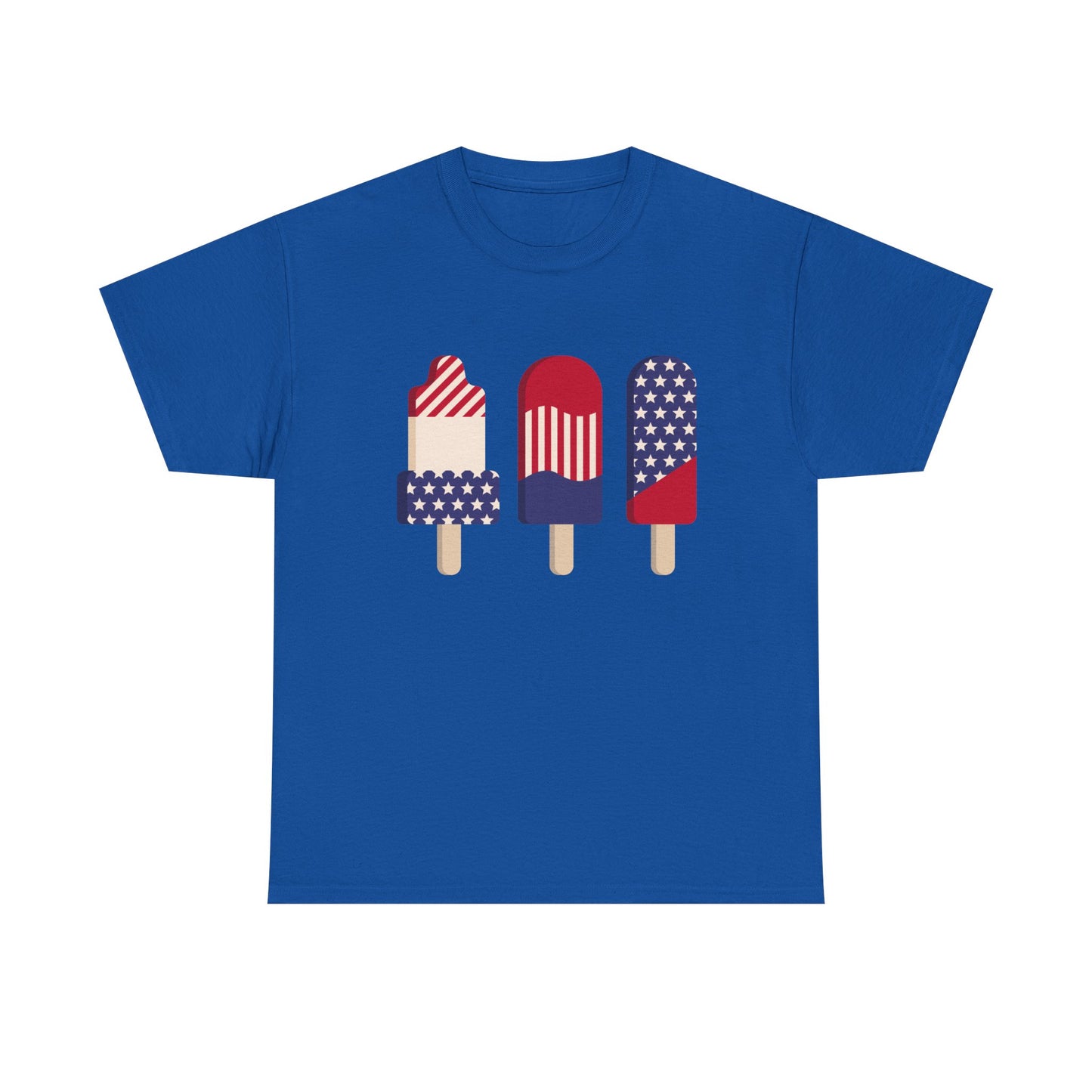 American Flag Ice Cream Graphic T Shirt USA Summer Unisex Heavy Cotton Tee