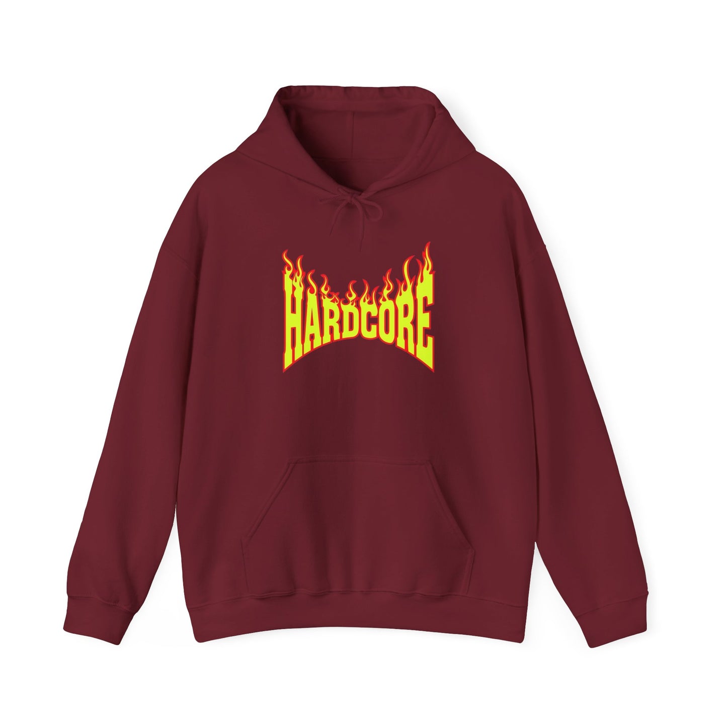 Hardcore Flame Logo Retro Graphic Hoodie Unisex Heavy Blend™ Hooded Sweatshirt