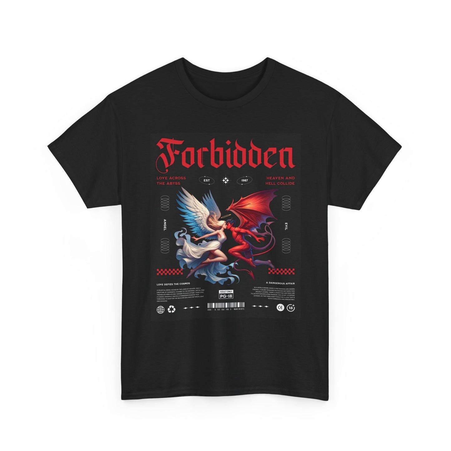 Forbidden Heaven And Hell T Shirt Street Wear Apparel Unisex Heavy Cotton Tee