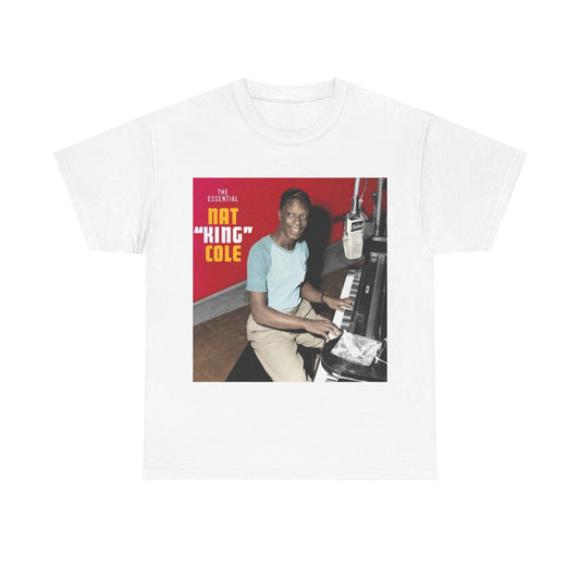 Nat King Cole Tshirt Vintage Piano Concert Poster retro Unisex Heavy Cotton Tee