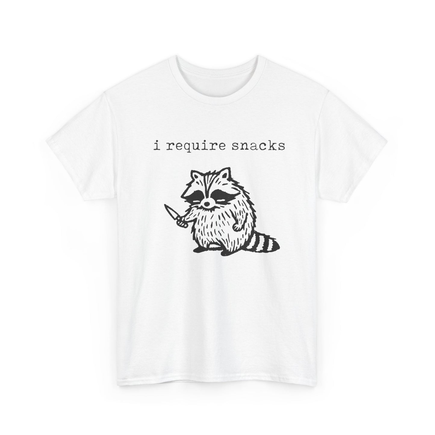 I require Snacks Funny Graphic T-Shirt Men's Women's Heavy Cotton Tee NEW GIFT