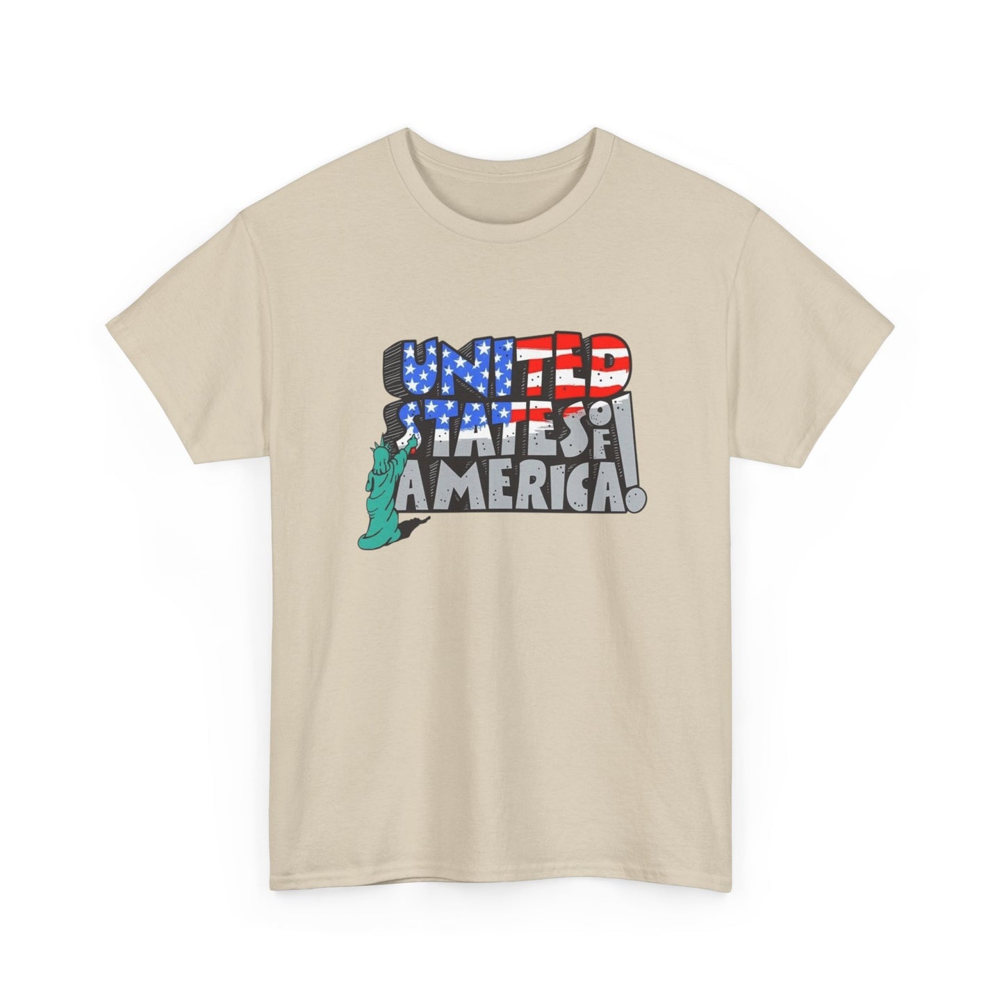Statue Of Liberty USA Flag Graphic T Shirt Unisex NEW Heavy Cotton Tee