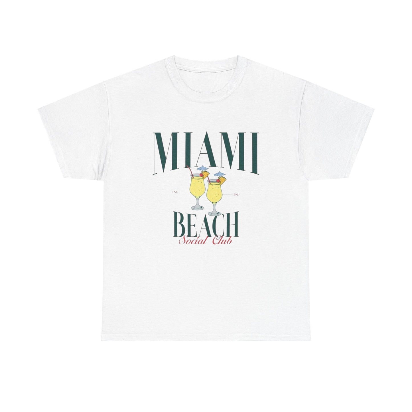 Miami Beach Social Club Graphic T Shirt NEW Unisex Heavy Cotton Tee