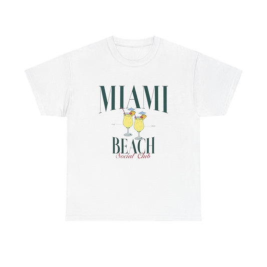 Miami Beach Social Club Graphic T Shirt NEW Unisex Heavy Cotton Tee