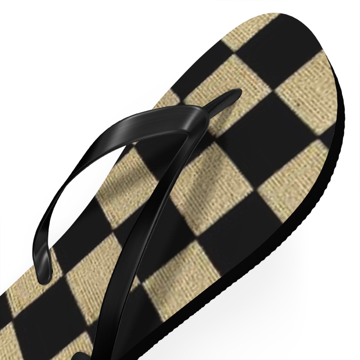 Black And Tan Checkered Beach Sandals, Slides for Summer, Flip Flops
