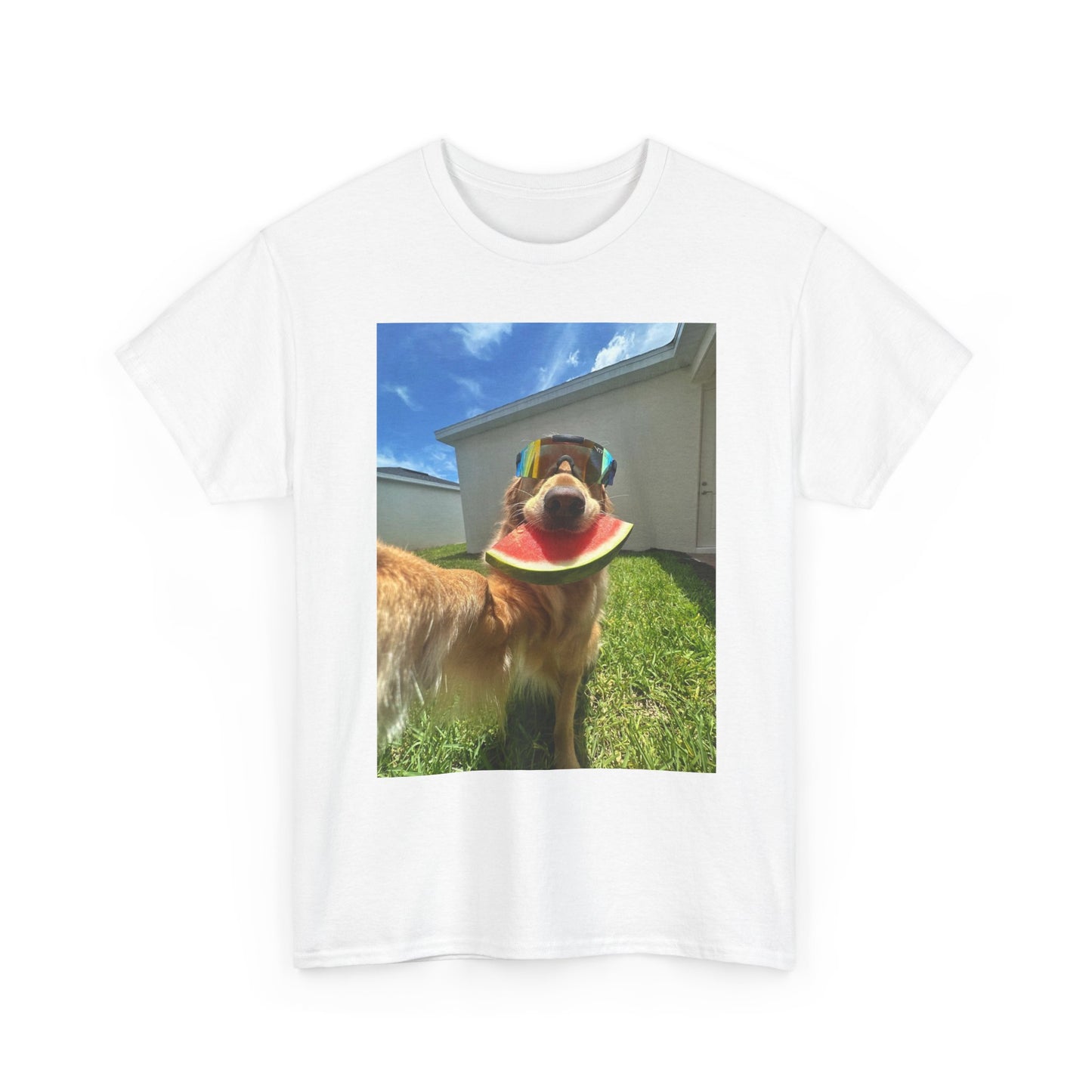 Funny Golden Retriever Selfie Graphic T-Shirt Unisex Heavy Cotton Tee NEW