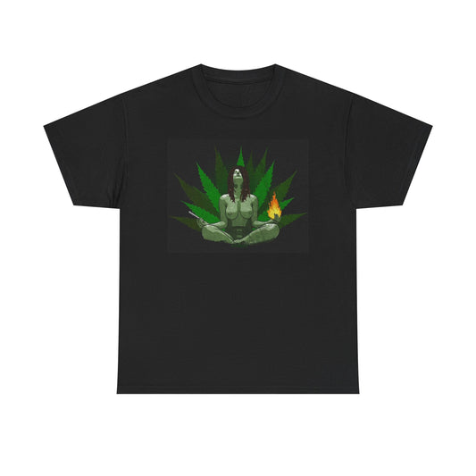 Yoga Weed Leaf T Shirt Graphic Retro Pot Leaf NEW Unisex Heavy Cotton Tee
