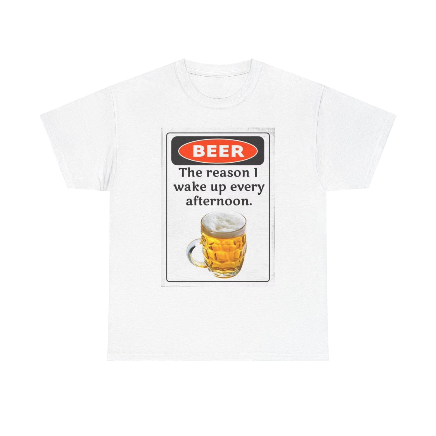 Beer The Reason I Wake Up Graphic T Shirt Funny Retro Gift Unisex Heavy Cotton