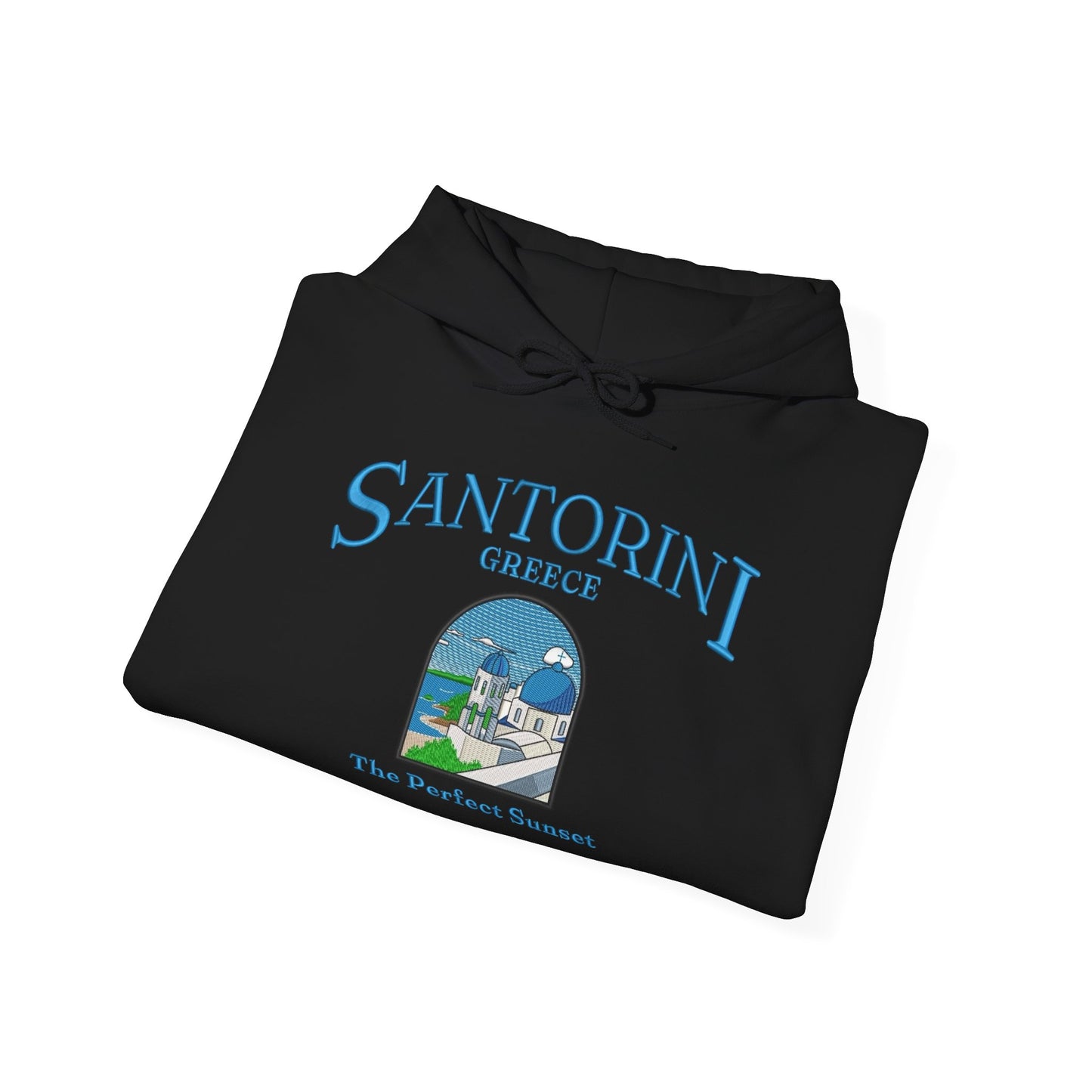 Santorini Greece Graphic Hoodie Heavy Blend Sweatshirt NEW