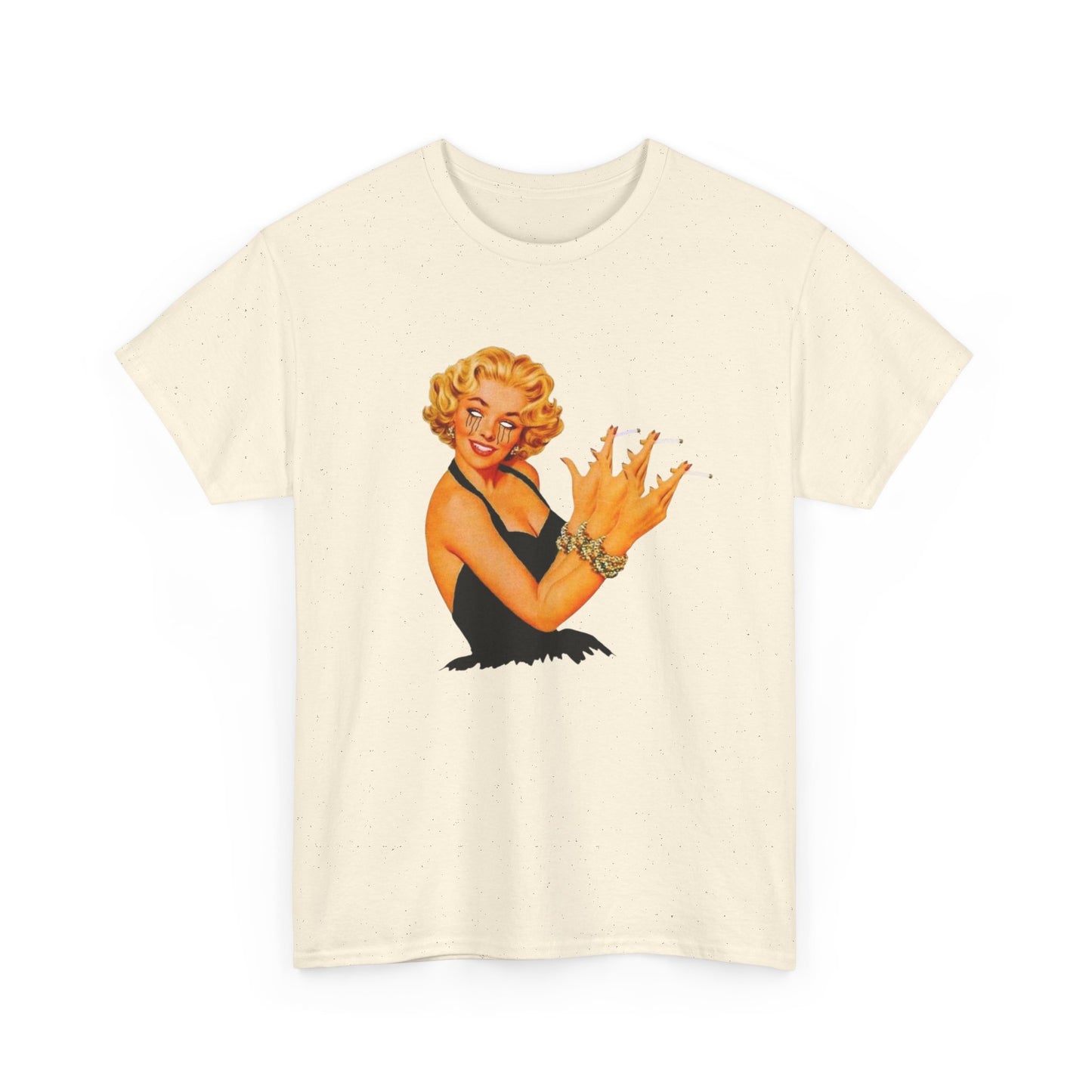 Pin Up Model Smoking Vintage Graphic T-Shirt Women's Heavy Comfy Cotton Tee