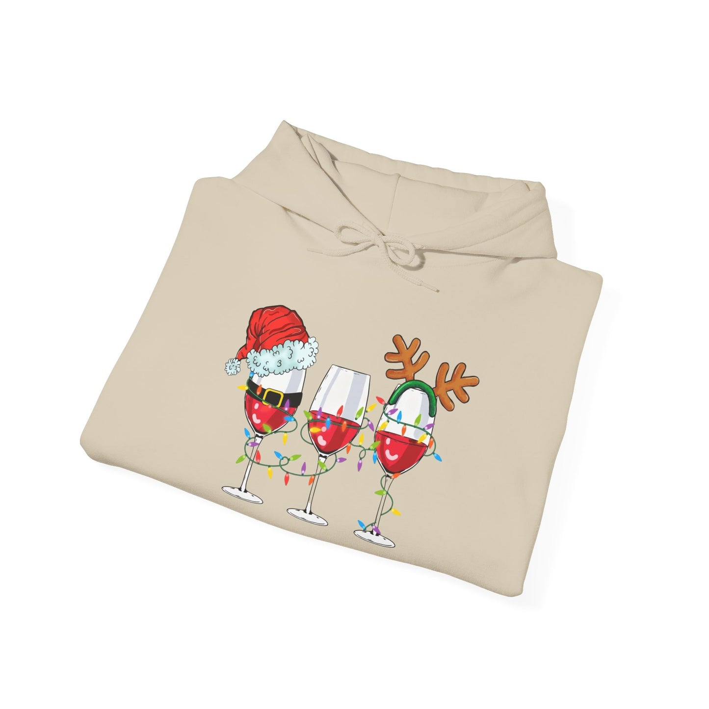 Christmas Wine Glasses Graphic Hoodie Unisex Heavy Blend™ Hooded Sweatshirt