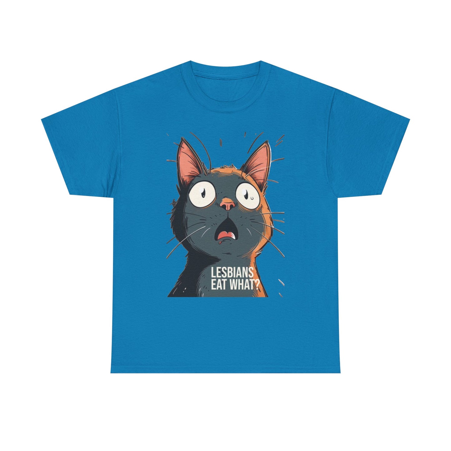 Funny Cat Lesbian Jokes Humor Graphic T Shirt NEW Unisex Heavy Cotton Tee