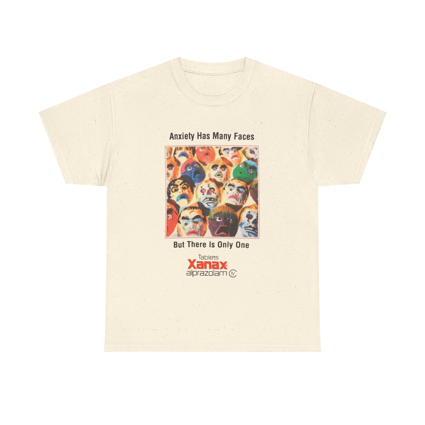 Anxiety Has Many Faces Graphic T Shirt Unisex Heavy Cotton Tee Gift New