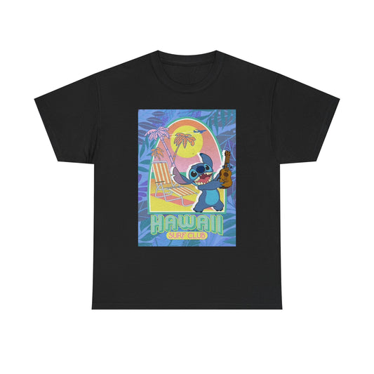 Hawaiian Surf Club Graphic T Shirt Retro Cartoon Unisex Heavy Cotton Tee