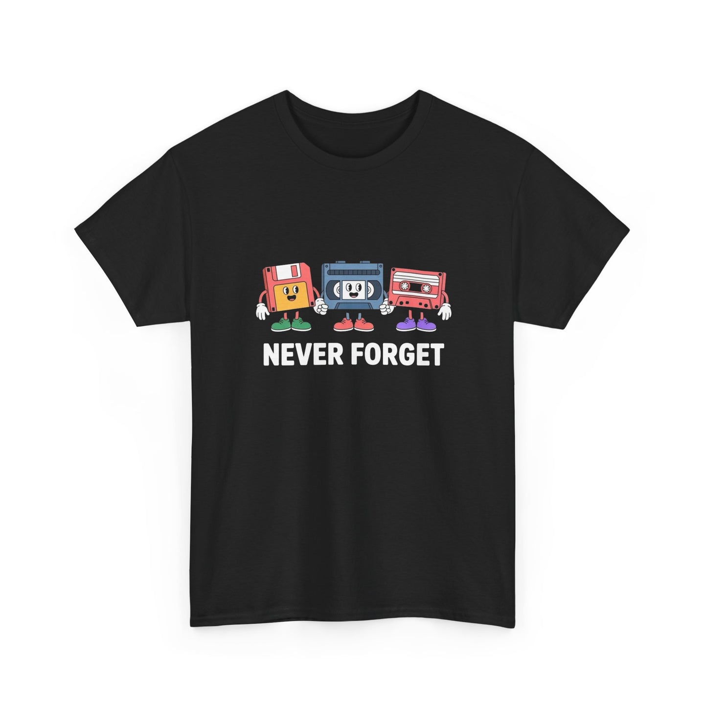 Never Forget Funny Old Technology Graphic T Shirt Unisex Heavy Cotton NEW Tee