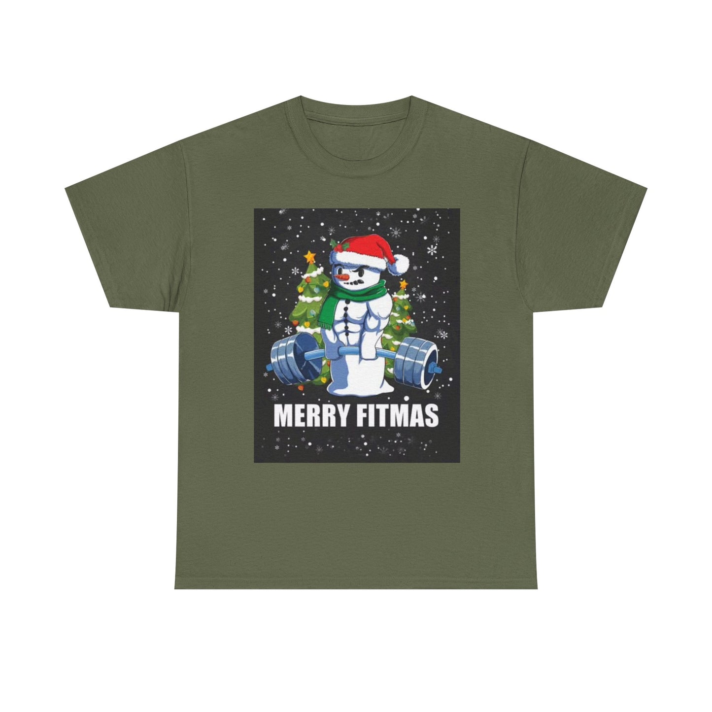 Merry Fitmas Shirt Funny Gym Snowman Christmas Gym Unisex Heavy Cotton Tee