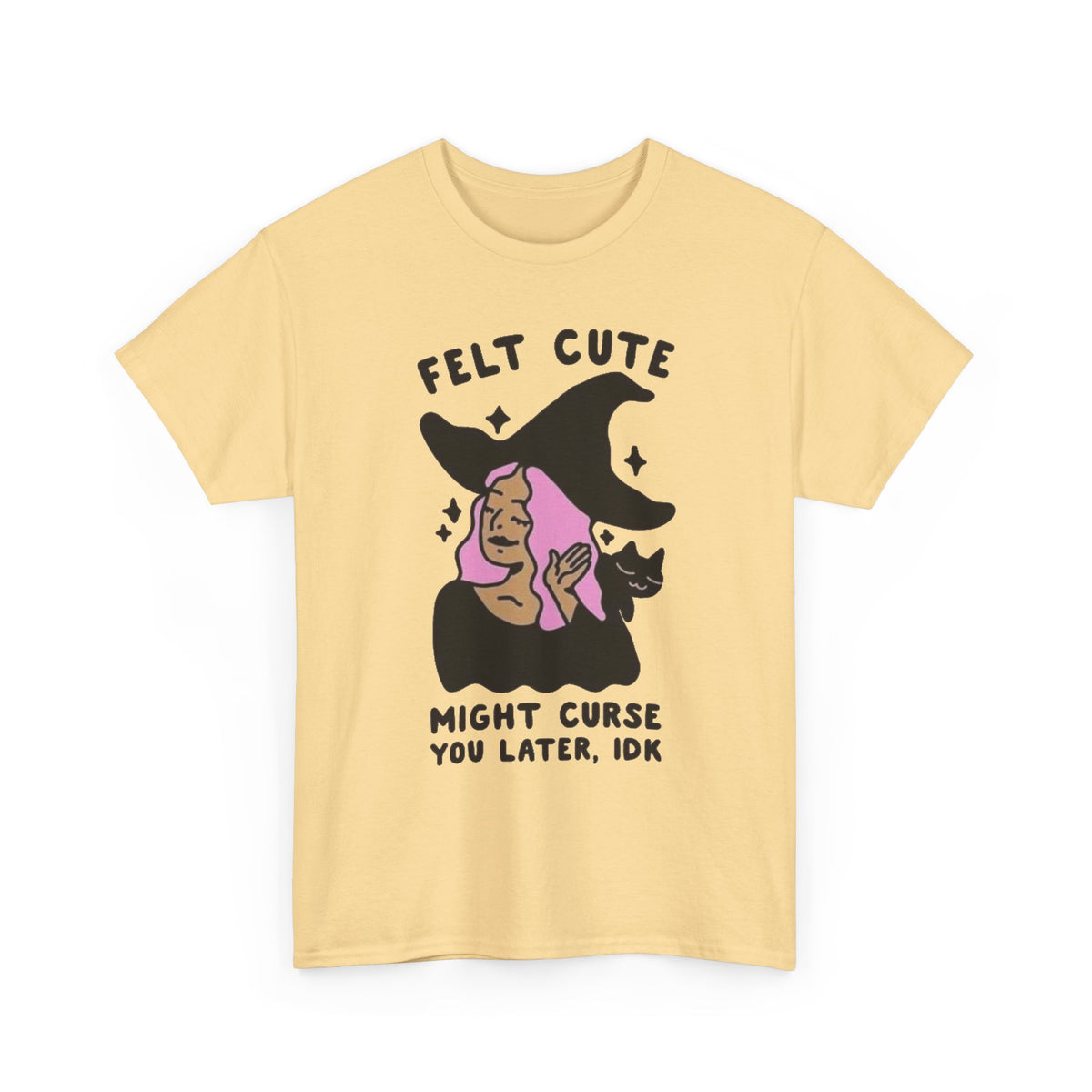 Funny Witch Graphic T Shirt Women's Felt Cute Jokes Heavy Cotton Tee