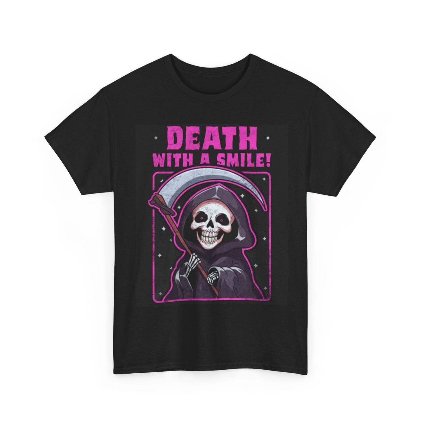 Death With A Smile Shirt Funny Grim Reaper graphic Unisex Heavy Cotton Tee