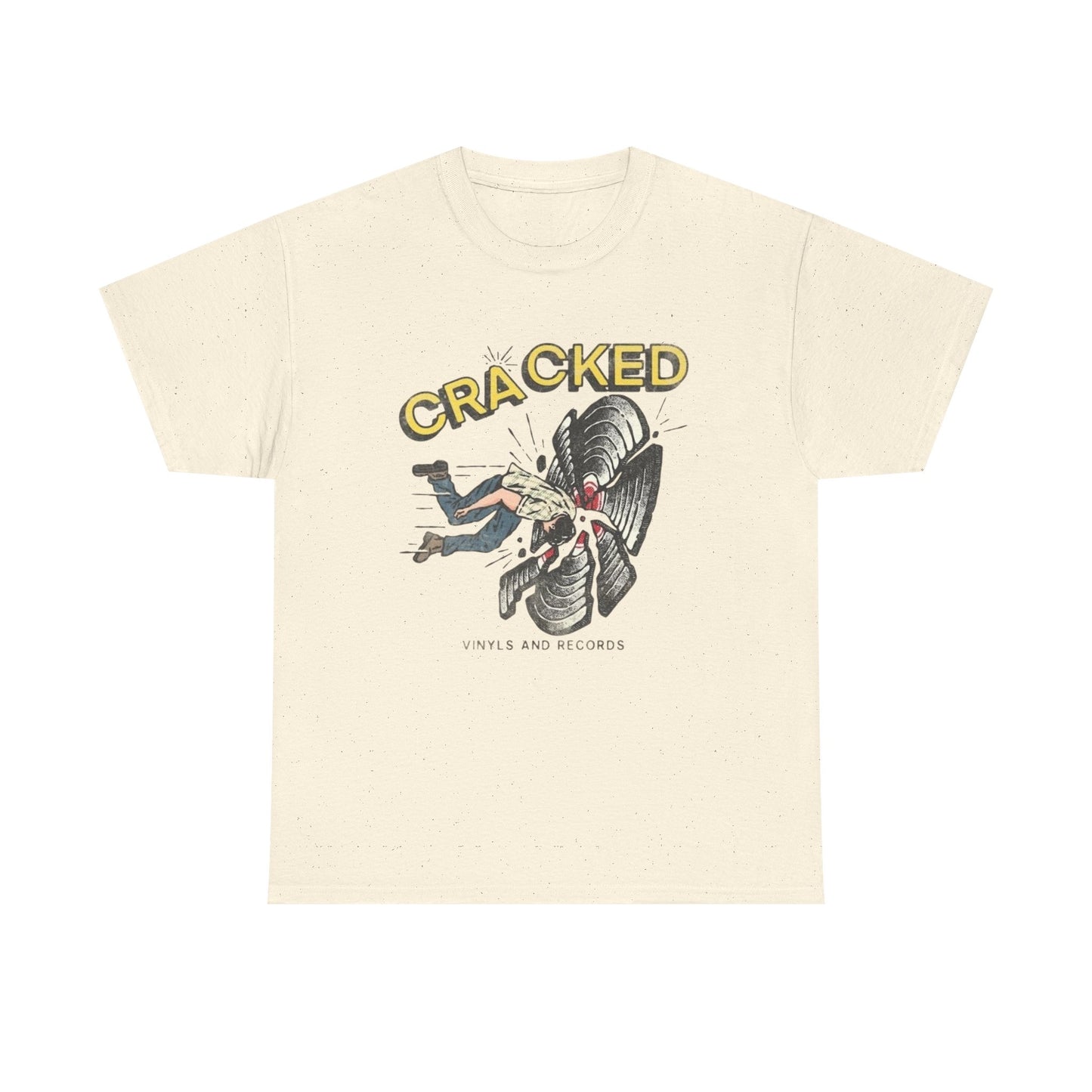 Cracked Vinyl Records Graphic T Shirt Unisex Heavy Cotton Tee New Gift