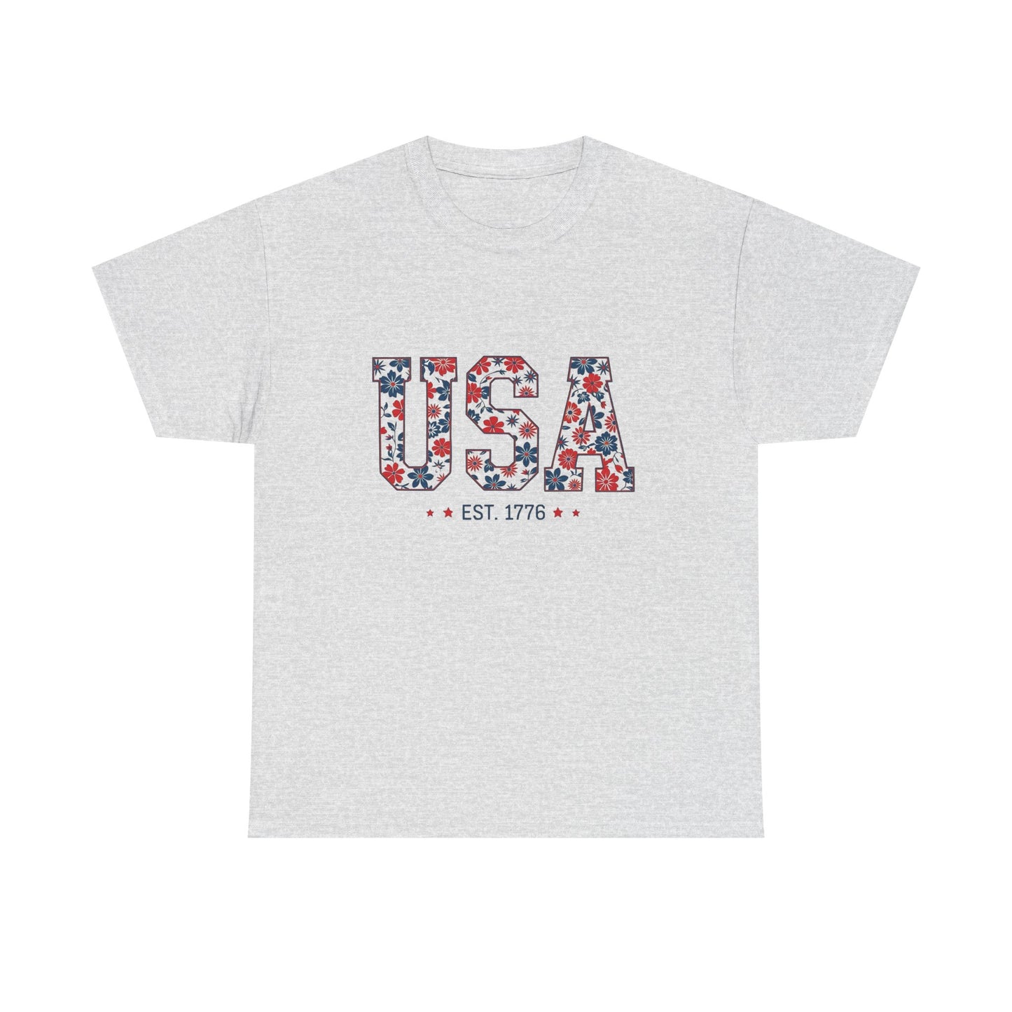 USA Flowers 1776 Graphic T Shirt Heavy Cotton Tee NEW ADULT UNISEX