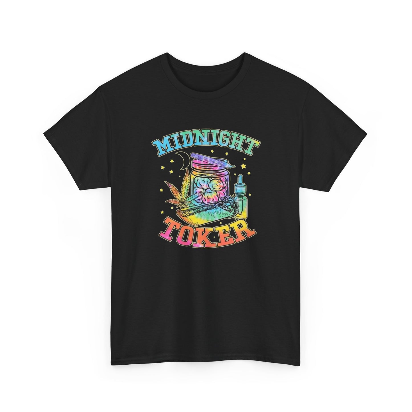 Midnight Toker Tye Dye Weed Graphic T Shirt Unisex Heavy Cotton Tee